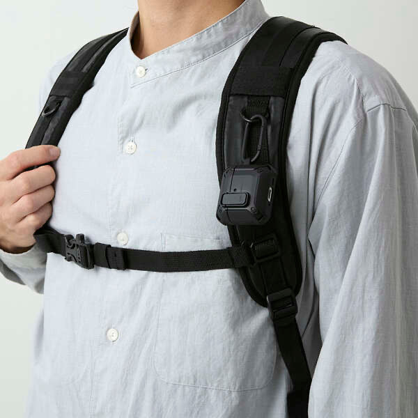 ELECOM AirPods4 保護殻 硬殼 (Airpods第4代) ZEROSHOCK Lock 黑色/銀色