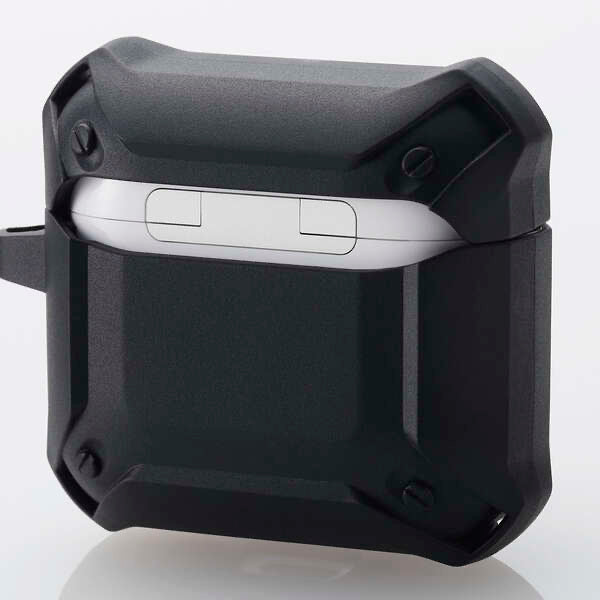 ELECOM AirPods4 保護殻 硬殼 (Airpods第4代) ZEROSHOCK Lock 黑色/銀色