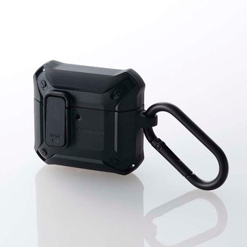 ELECOM AirPods4 保護殻 硬殼 (Airpods第4代) ZEROSHOCK Lock 黑色/銀色