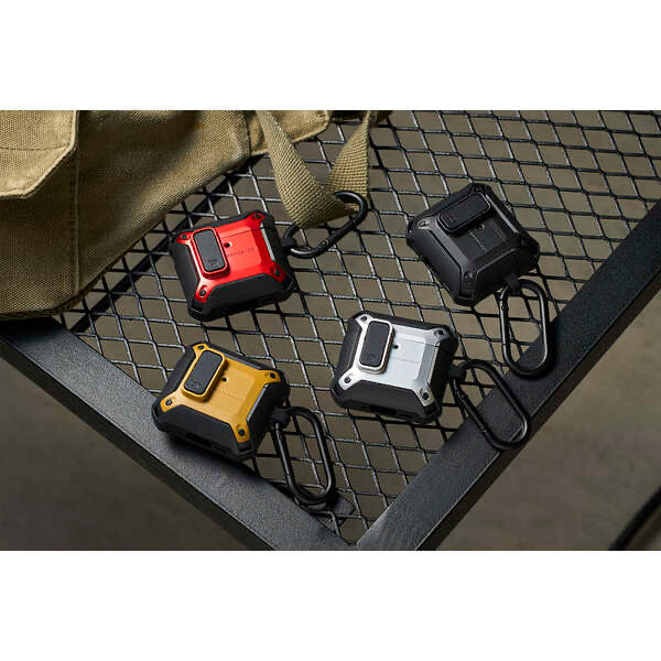 ELECOM AirPods4 保護殻 硬殼 (Airpods第4代) ZEROSHOCK Lock 黑色/銀色