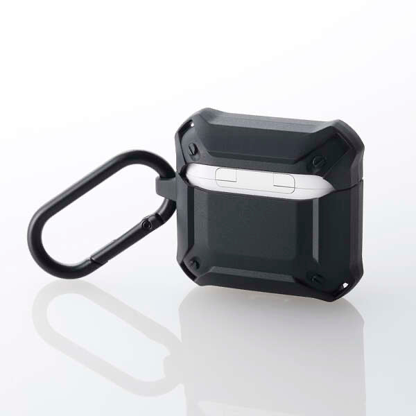 ELECOM AirPods4 保護殻 硬殼 (Airpods第4代) ZEROSHOCK Lock 黑色/銀色